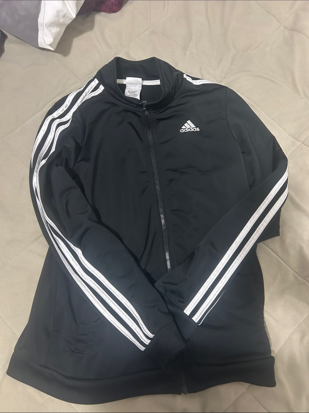adidas Black Track Jacket with White Three-Stripes
